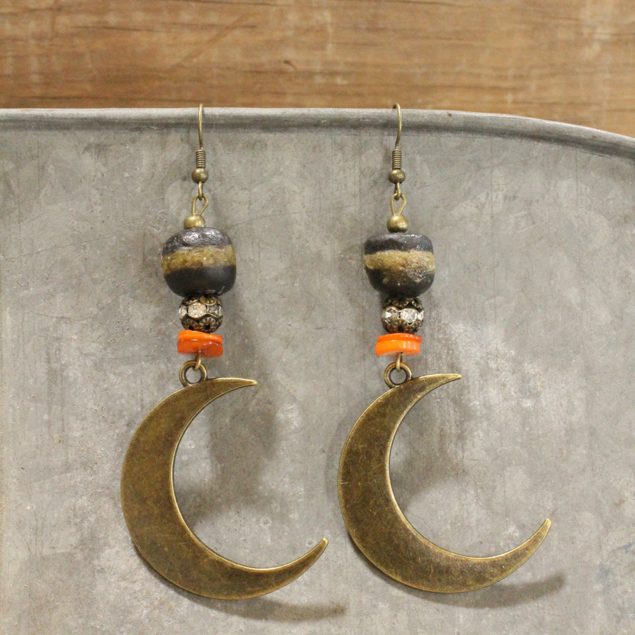 Vintage Halloween Stories Moon Dangle Earrings