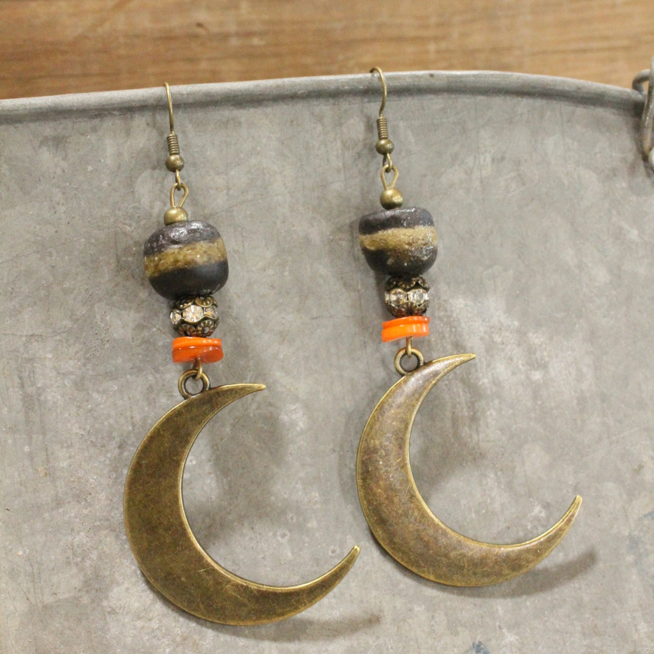 Vintage Halloween Stories Moon Dangle Earrings