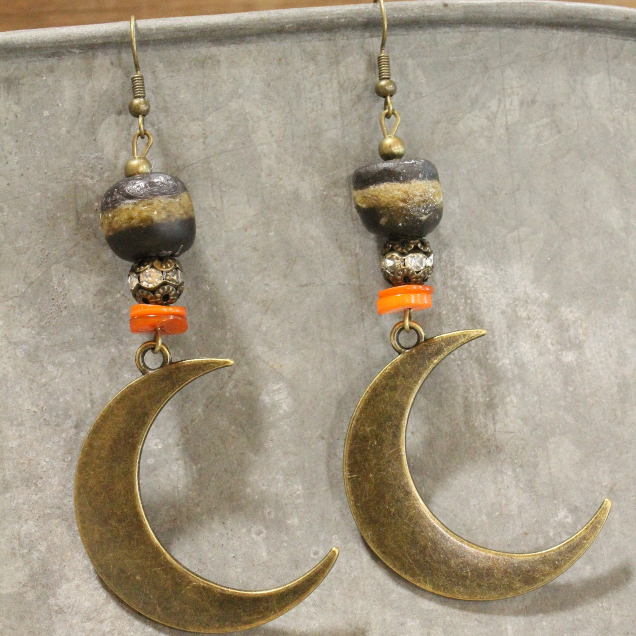 Vintage Halloween Stories Moon Dangle Earrings