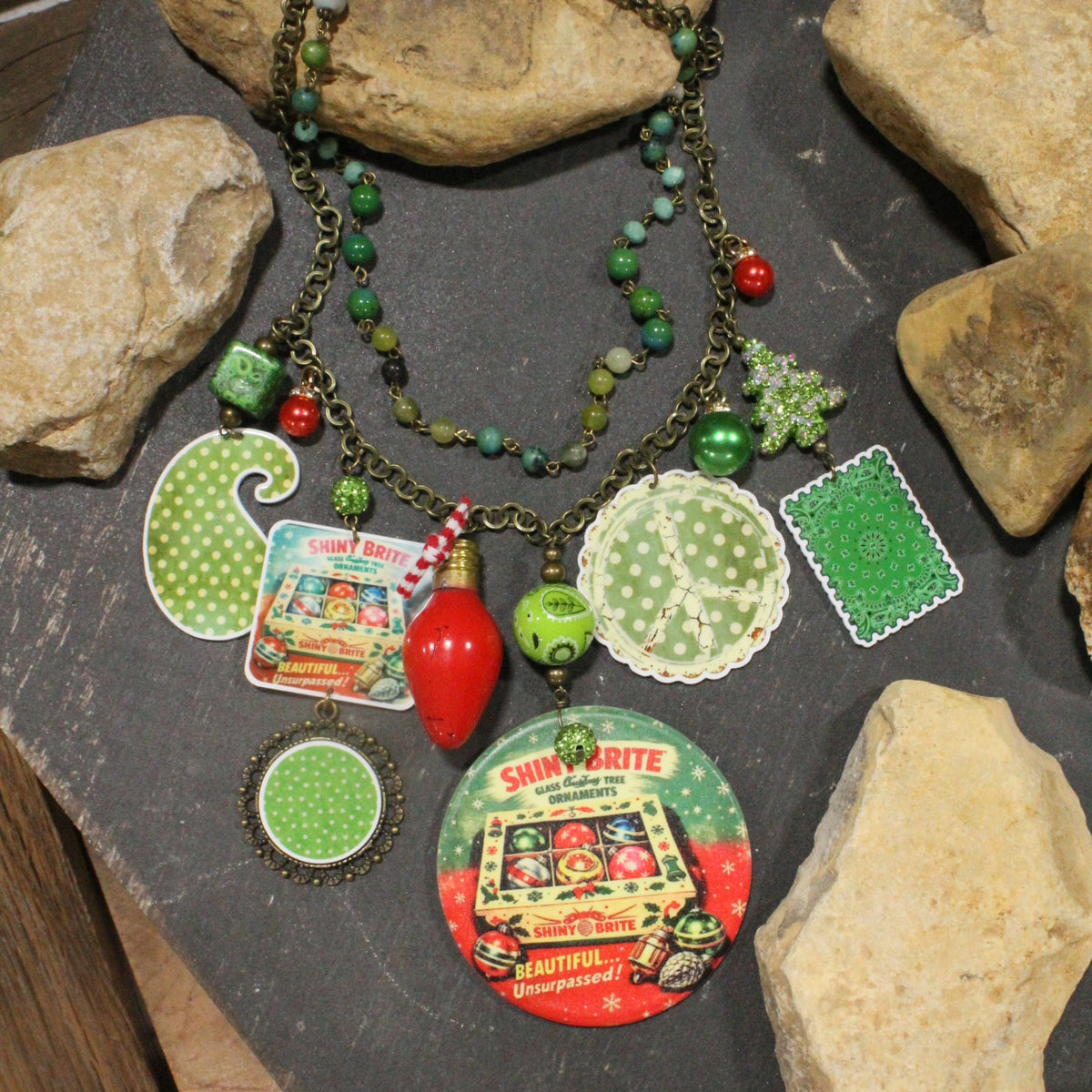 Shiny Brite Christmas Lights Charm'd Necklace