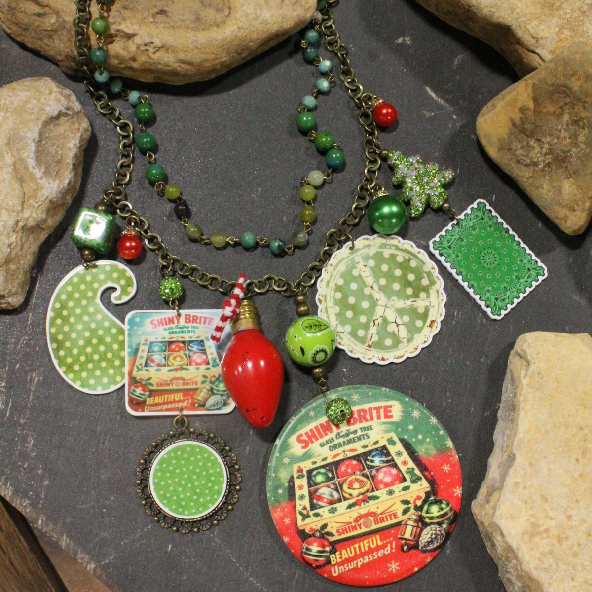 Shiny Brite Christmas Lights Charm'd Necklace