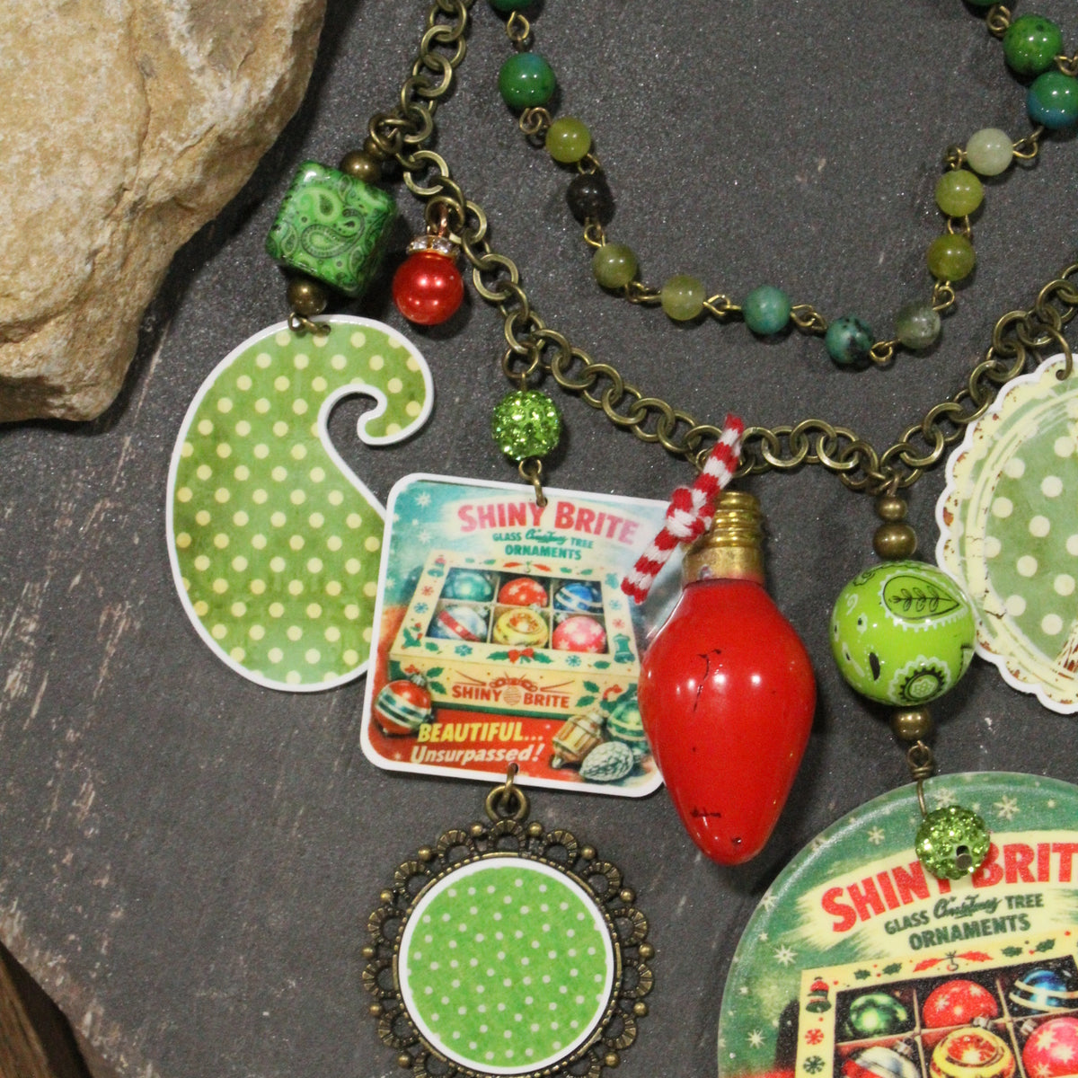 Shiny Brite Christmas Lights Charm'd Necklace