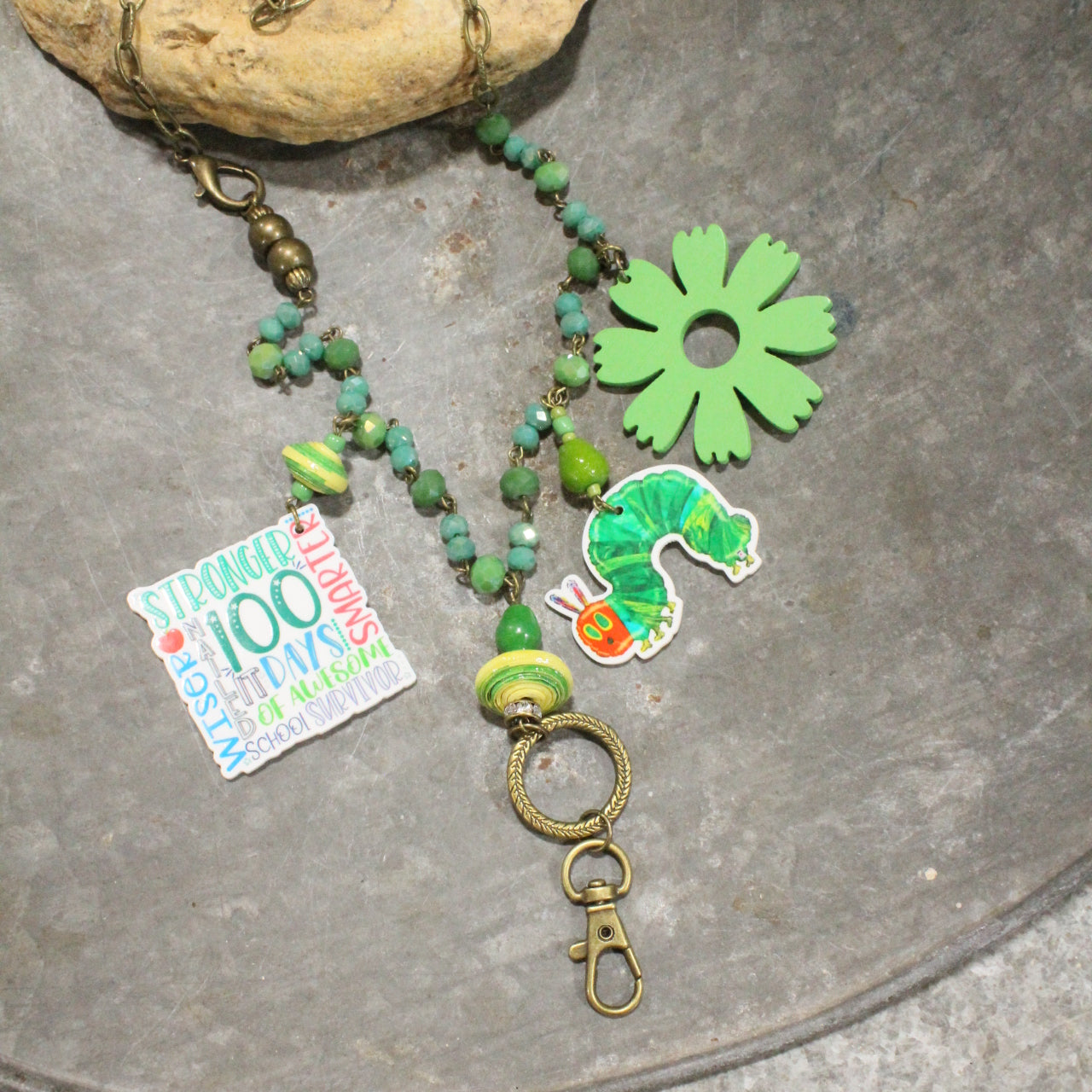 100 Days Smarter Charm'd Teacher Lanyard