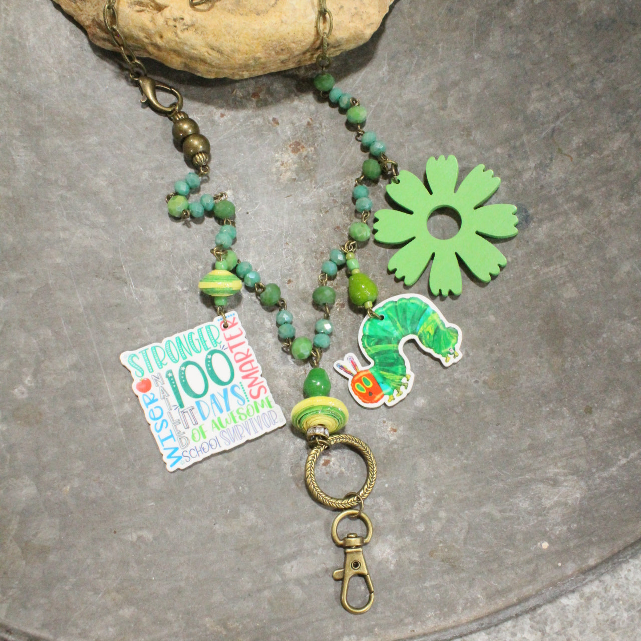 100 Days Smarter Charm'd Teacher Lanyard