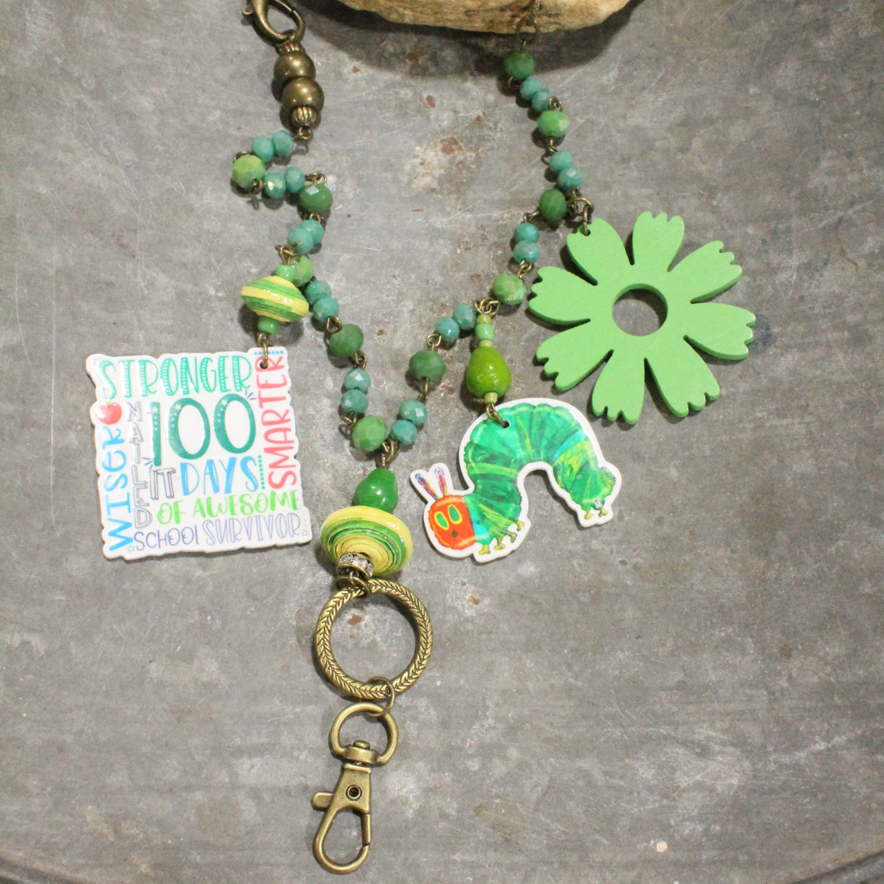 100 Days Smarter Charm'd Teacher Lanyard