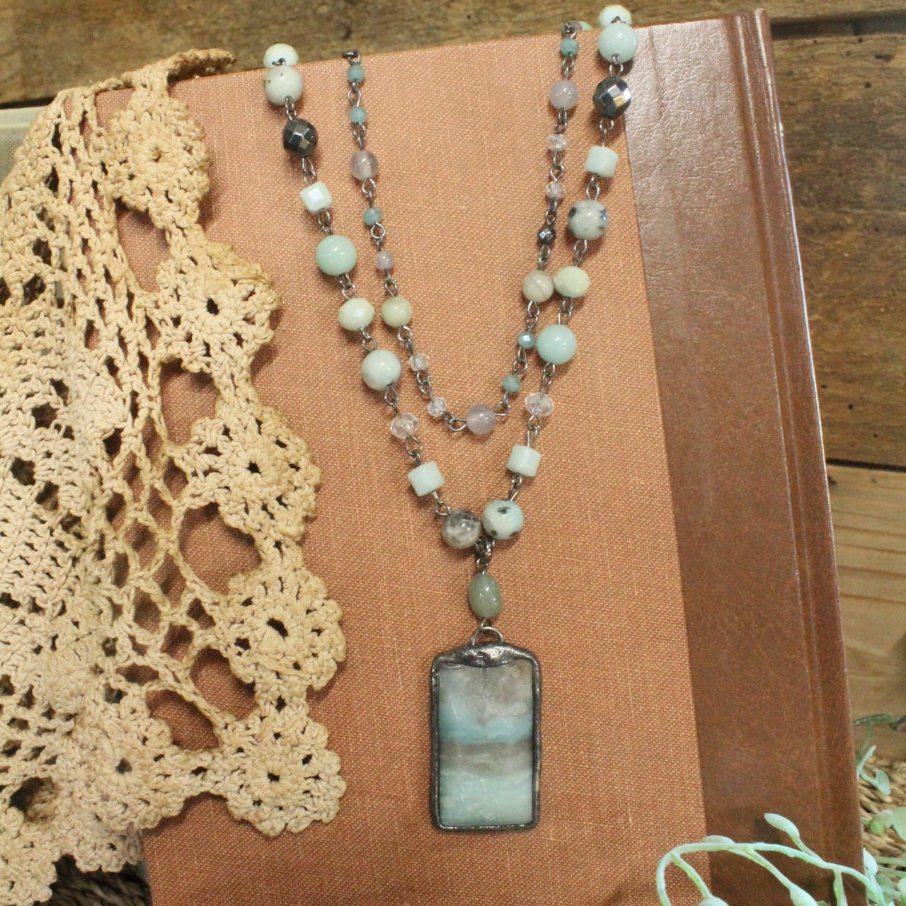 Just Beads Layered Mint Necklace