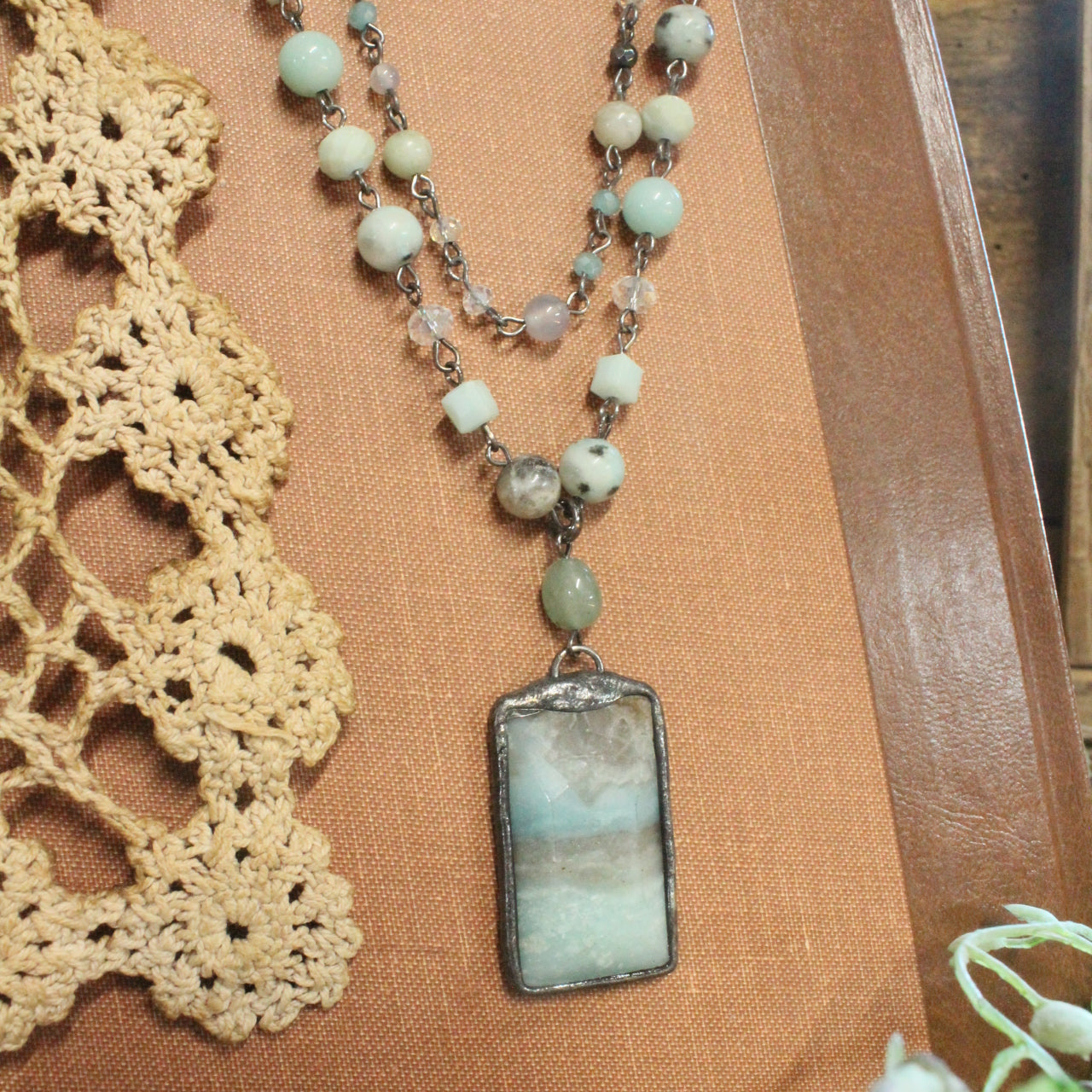 Just Beads Layered Mint Necklace