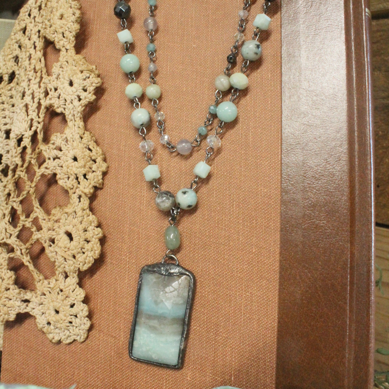 Just Beads Layered Mint Necklace