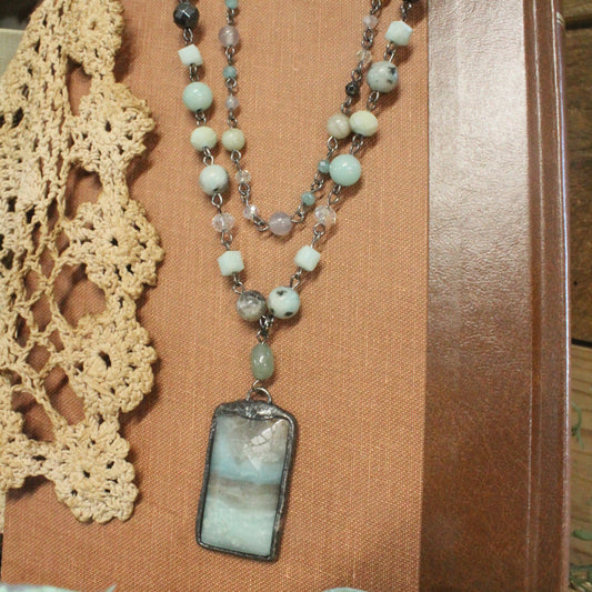 Just Beads Layered Mint Necklace