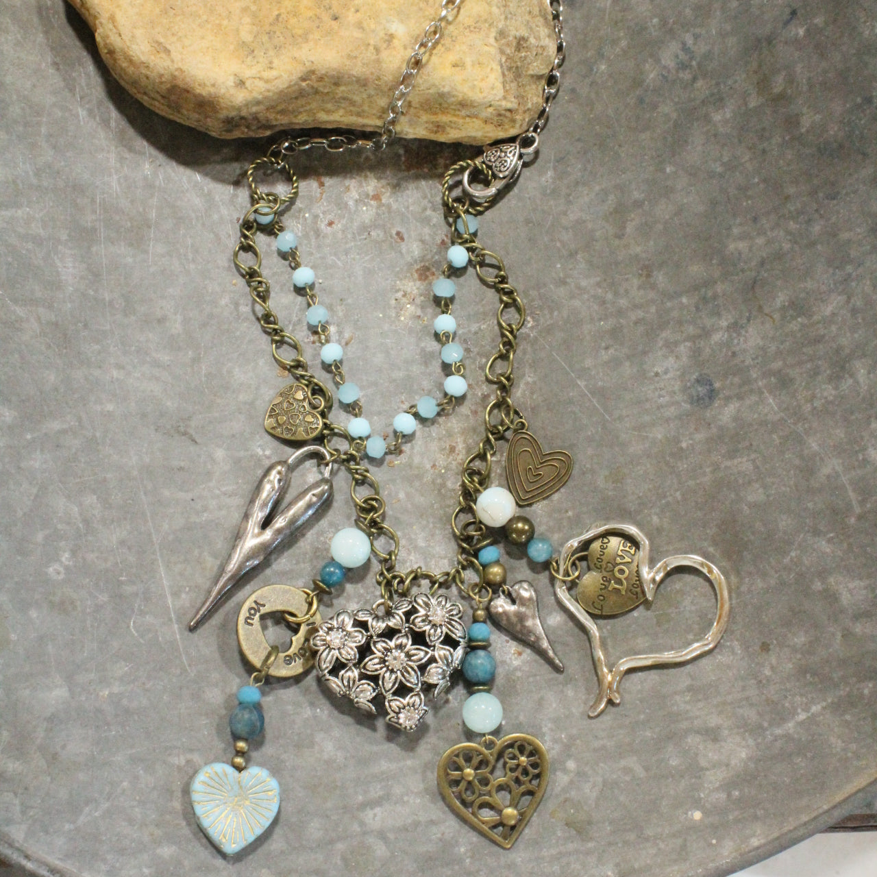 Loads Of Love Czech Heart & Mixed Metal Charmers Necklace