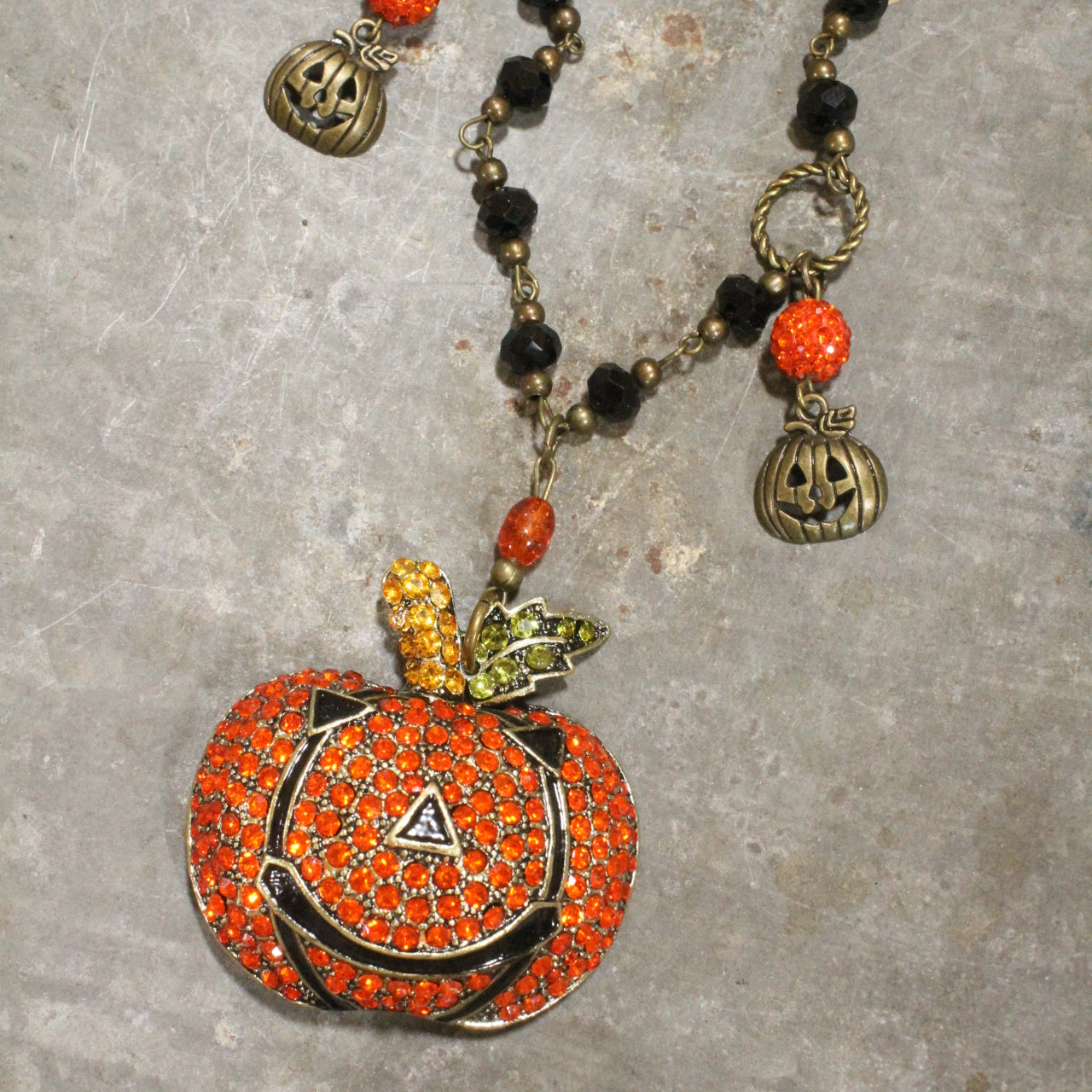Check Out This Bling Jack-O-Lantern Necklace
