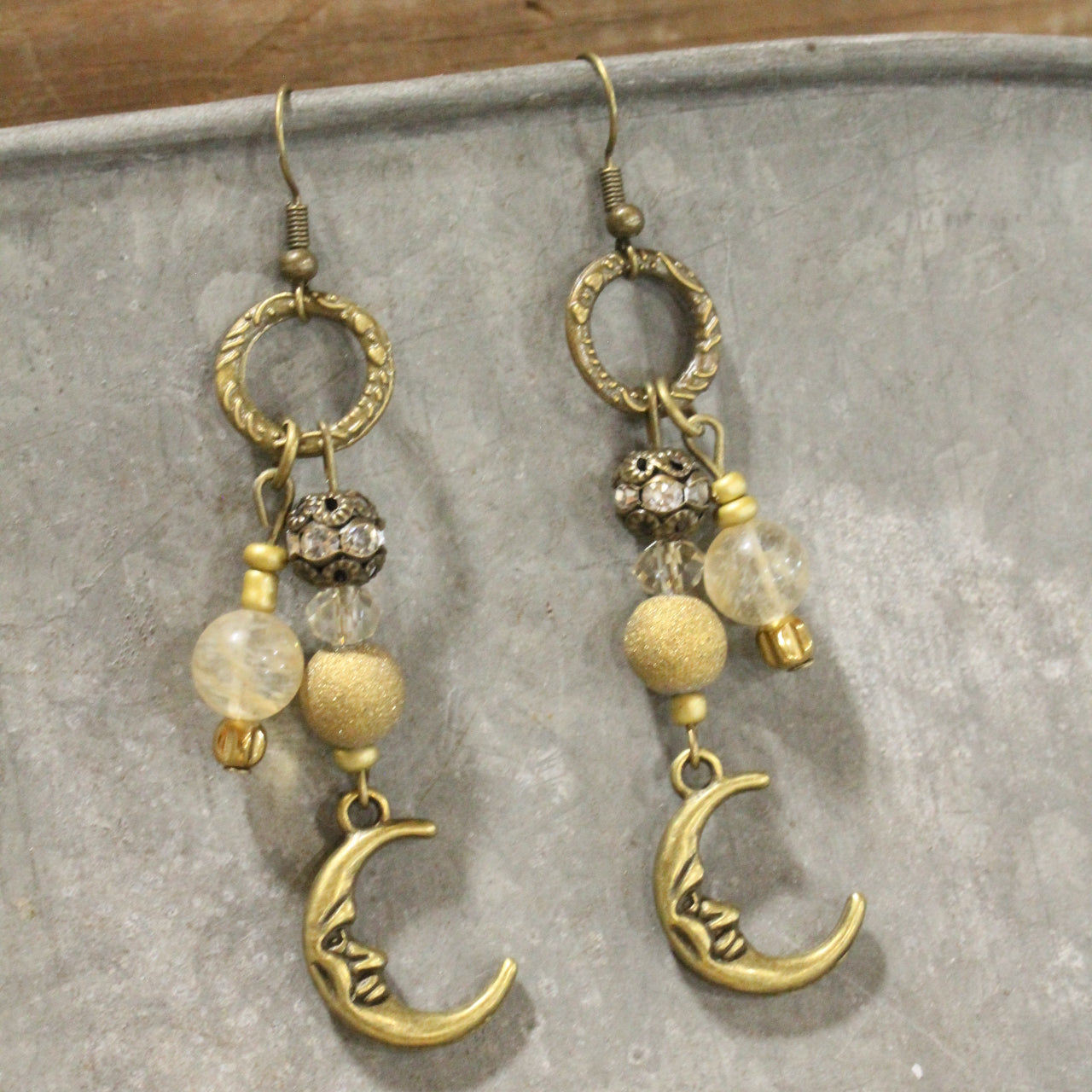 Golden Moon Dangle Drop Earrings