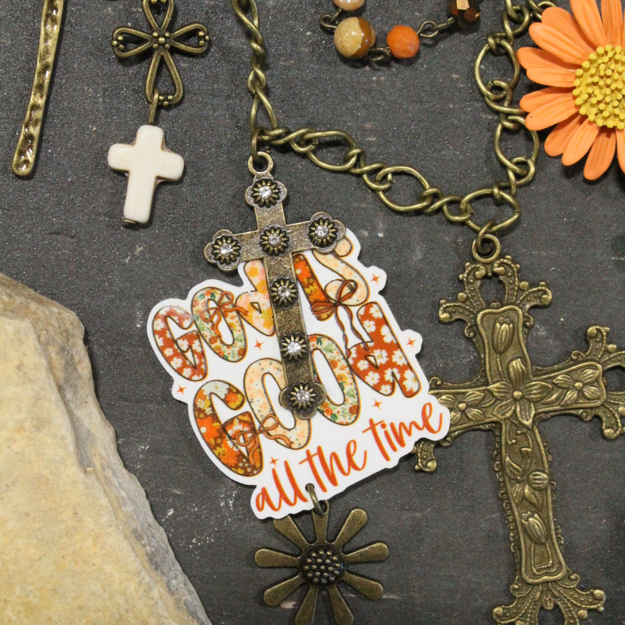God Is Good All The Time Charm'd Necklace