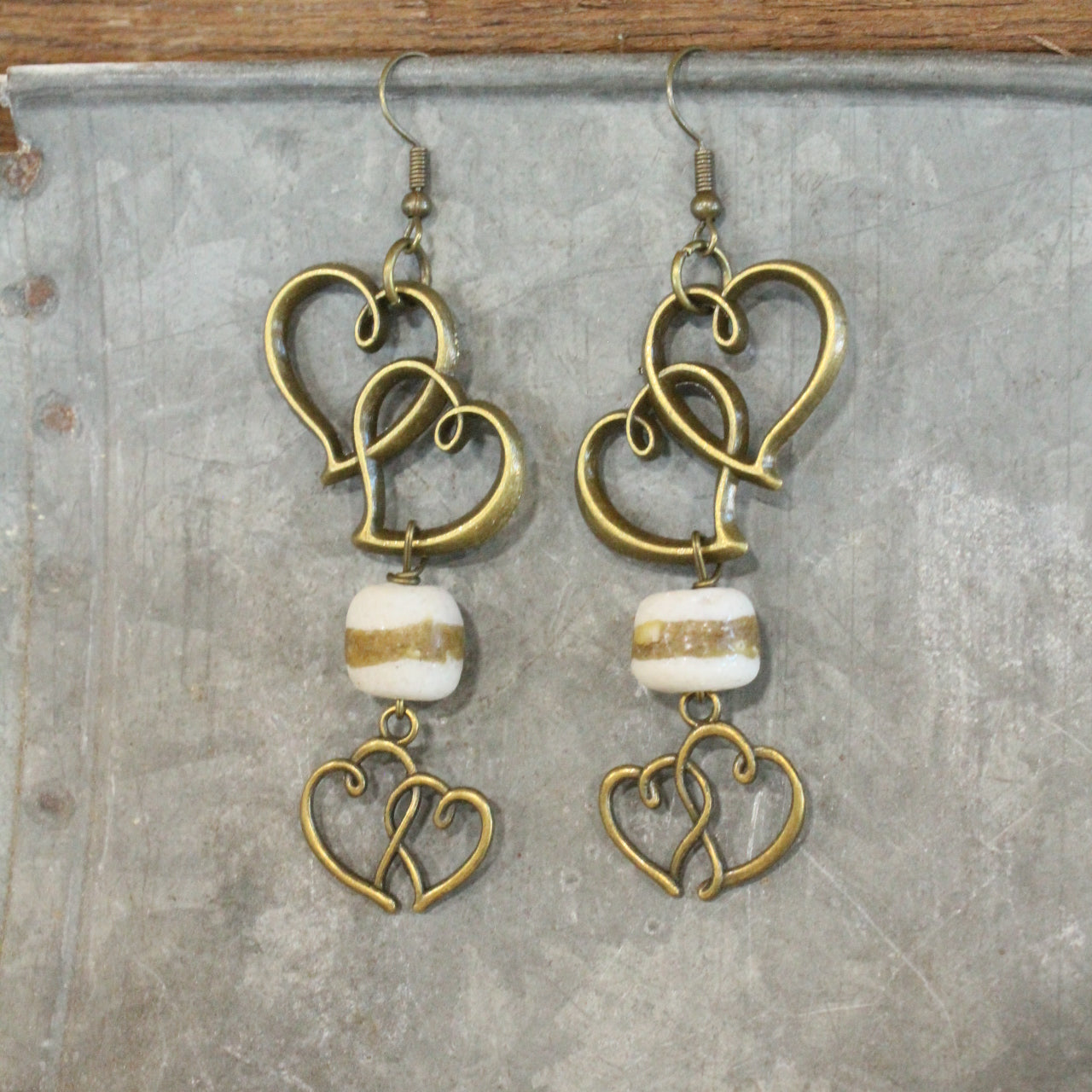 Two Hearts Are Better Than One Stone Dangle Drop Earrings