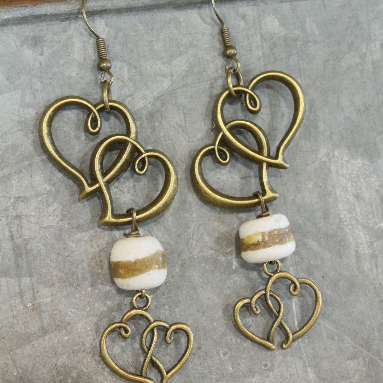 Two Hearts Are Better Than One Stone Dangle Drop Earrings