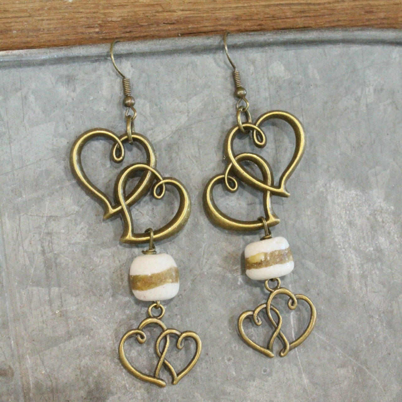 Two Hearts Are Better Than One Stone Dangle Drop Earrings