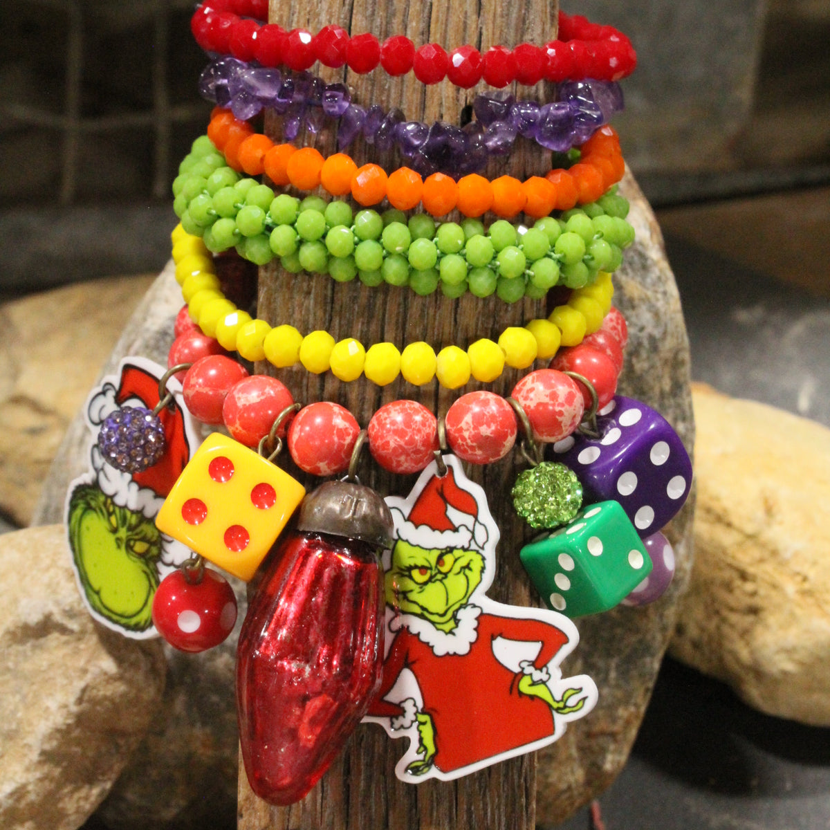All Tangled Up In Lights... Grinch Charm'd Bracelet Set