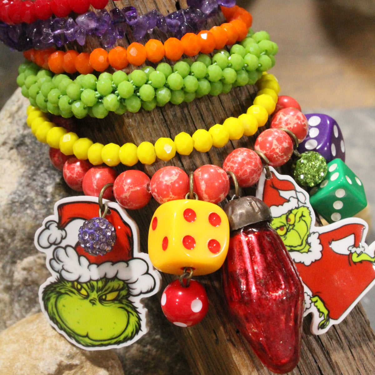 All Tangled Up In Lights... Grinch Charm'd Bracelet Set