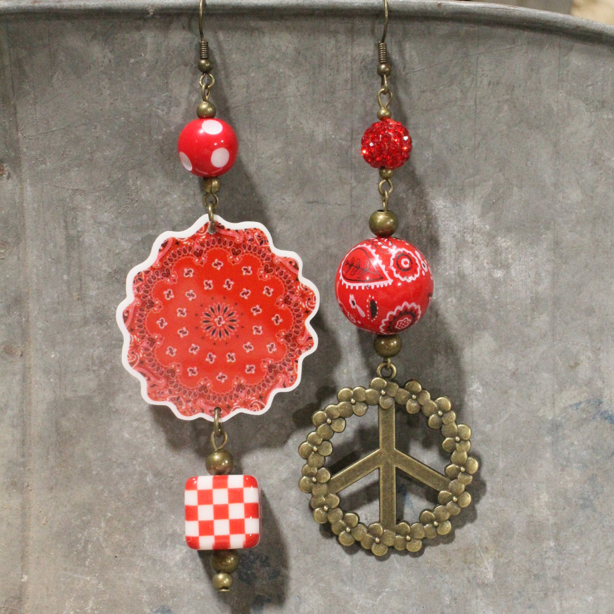 Bandana Baby Red Dangle Earrings