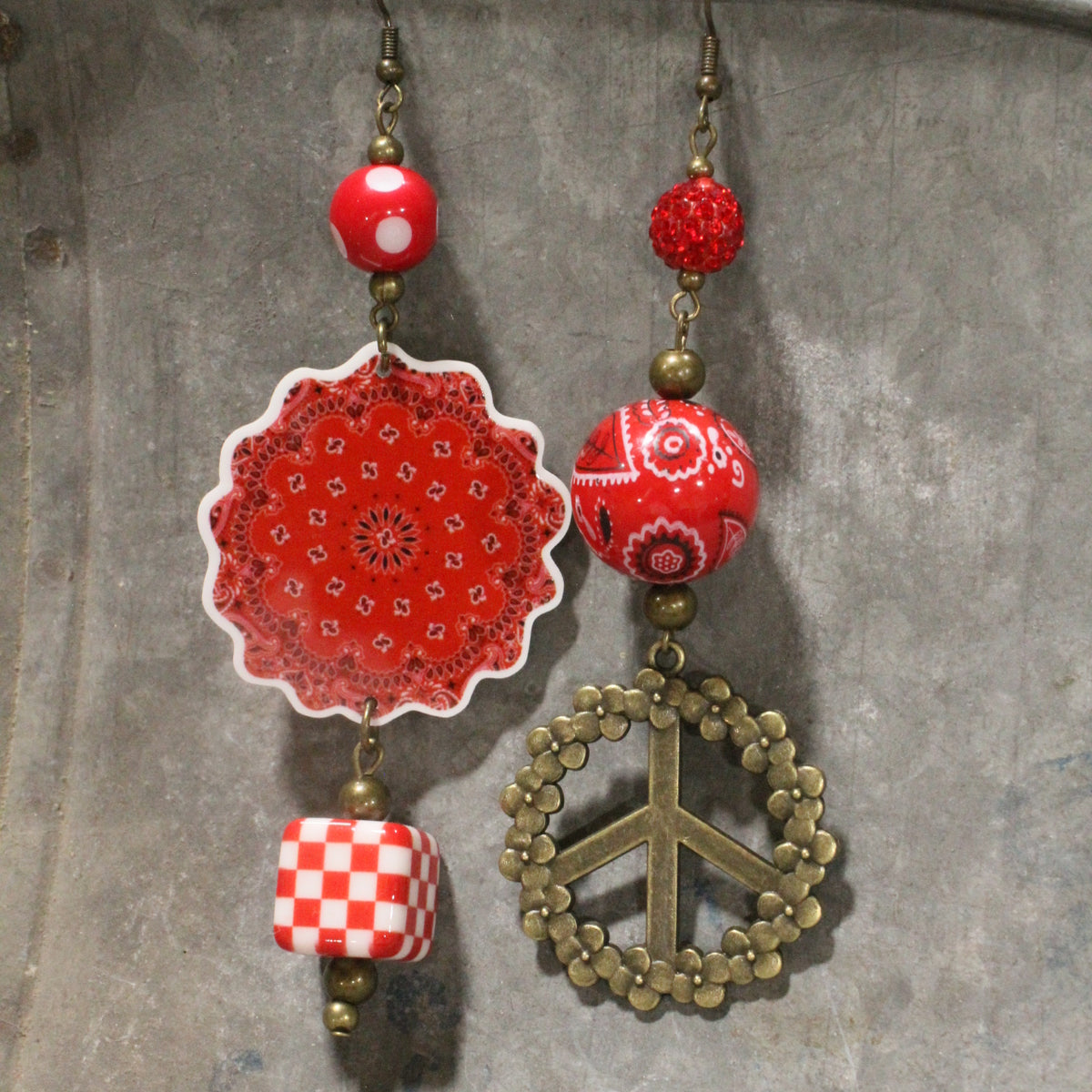 Bandana Baby Red Dangle Earrings