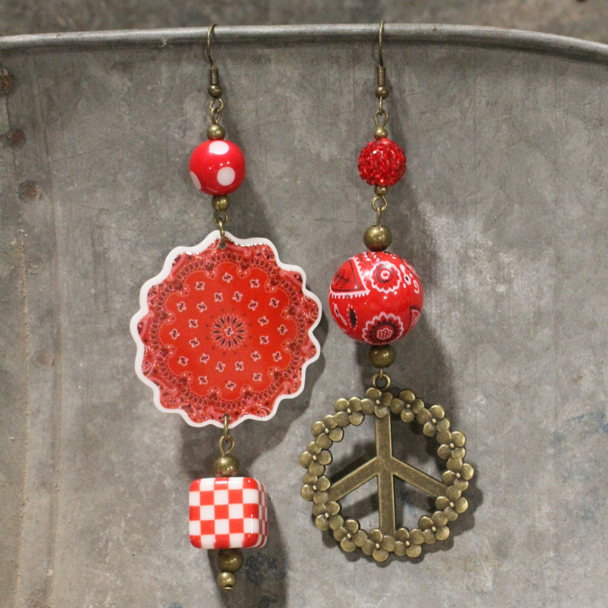 Bandana Baby Red Dangle Earrings