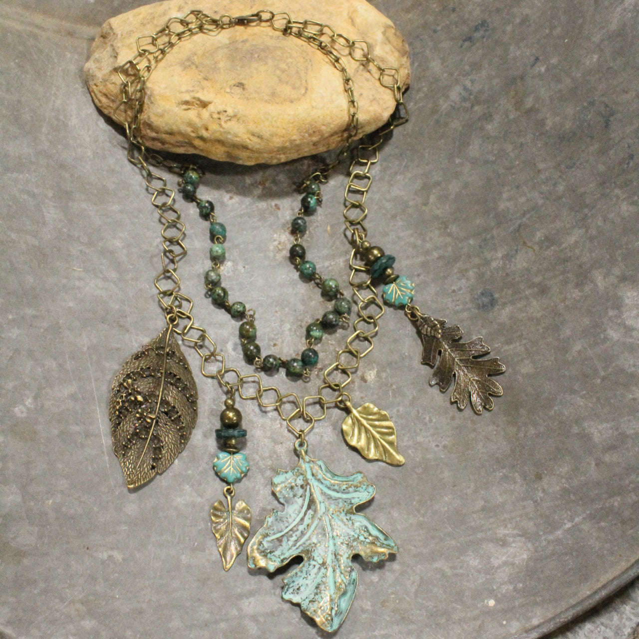 All Leafed Out Patina Charm'd Necklace