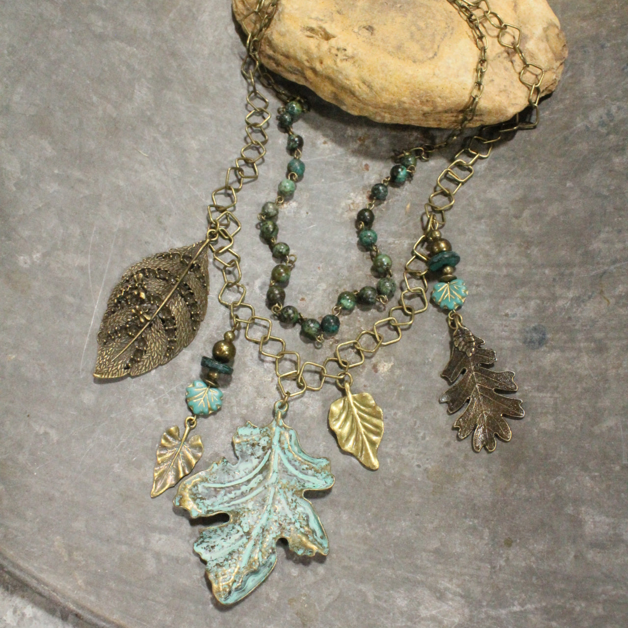 All Leafed Out Patina Charm'd Necklace
