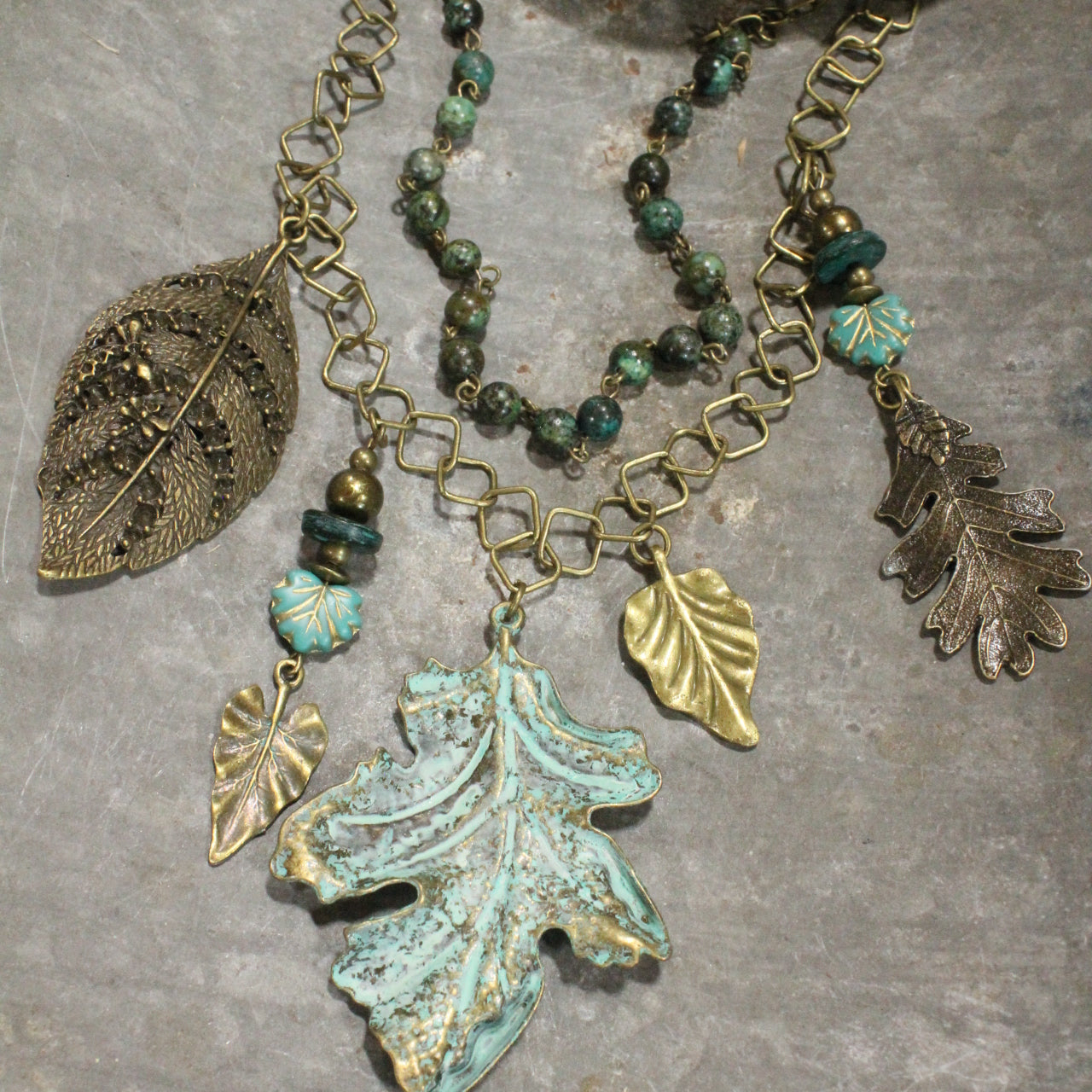 All Leafed Out Patina Charm'd Necklace