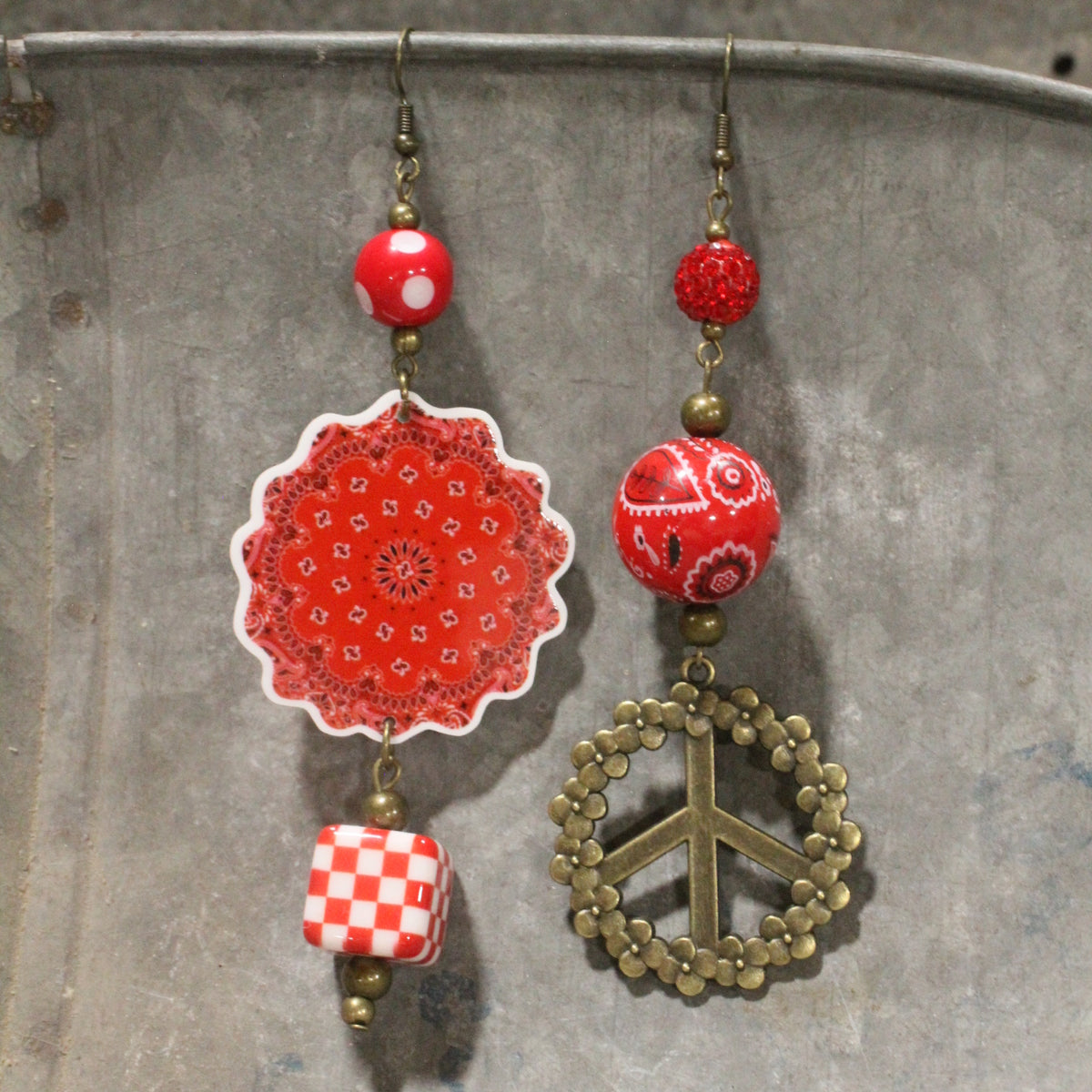 Bandana Baby Red Dangle Earrings