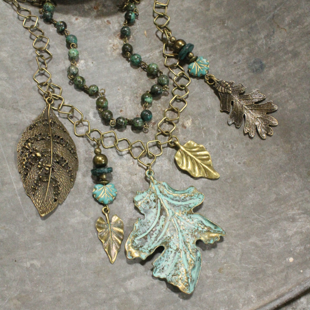All Leafed Out Patina Charm'd Necklace