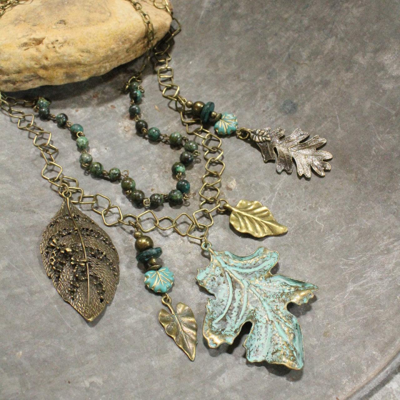 All Leafed Out Patina Charm'd Necklace