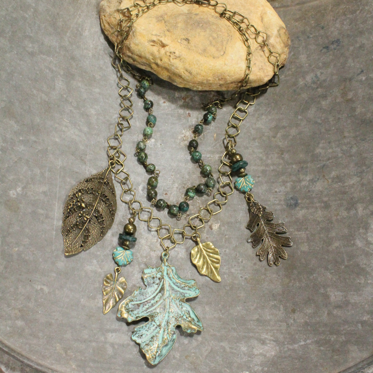 All Leafed Out Patina Charm'd Necklace
