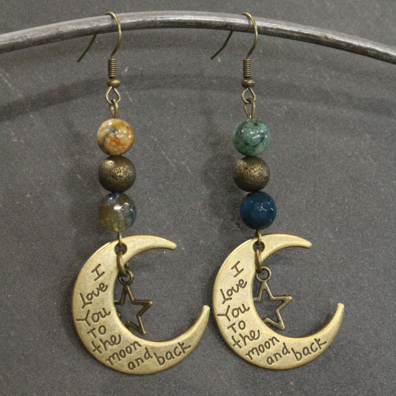 I Love You To The Moon & Back Dangle Earrings
