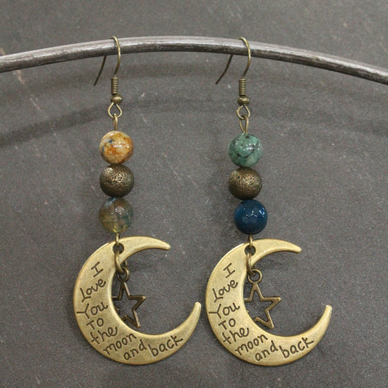 I Love You To The Moon & Back Dangle Earrings