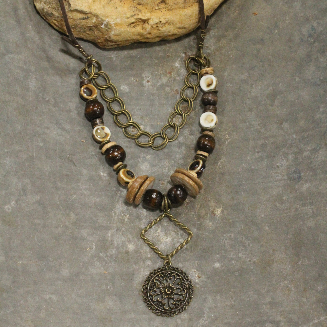 Earth Tones & Stone Layered Necklace