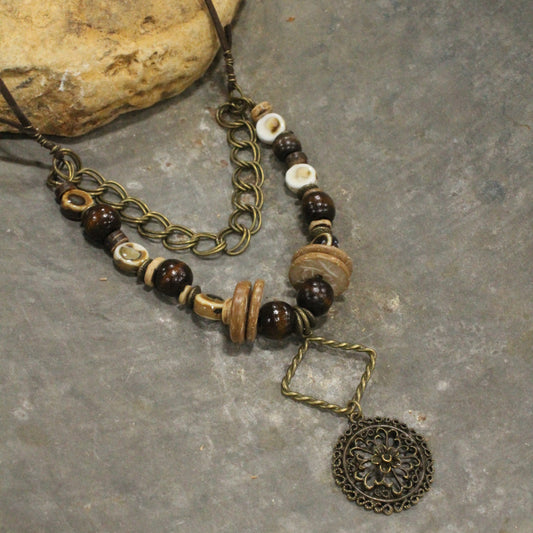 Earth Tones & Stone Layered Necklace