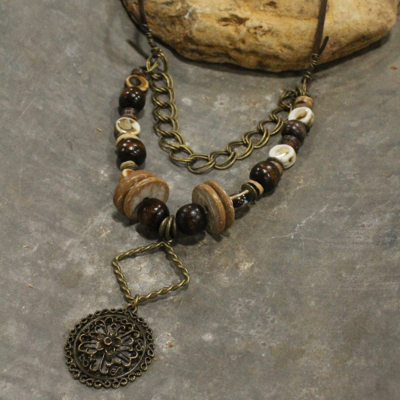 Earth Tones & Stone Layered Necklace