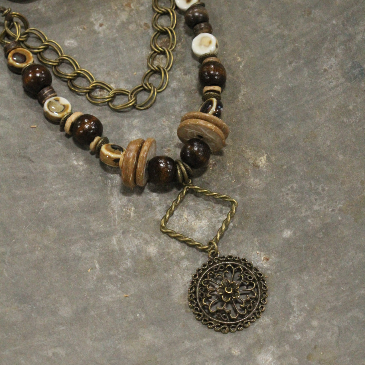 Earth Tones & Stone Layered Necklace