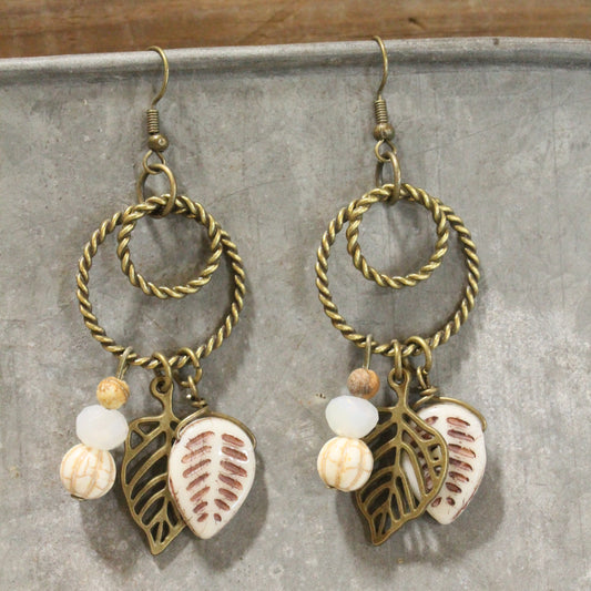 Hoops Of Fun Leaf Dangle Drop Earrings
