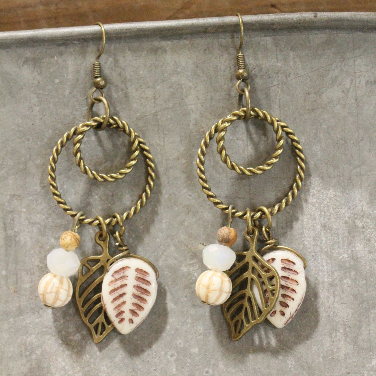 Hoops Of Fun Leaf Dangle Drop Earrings