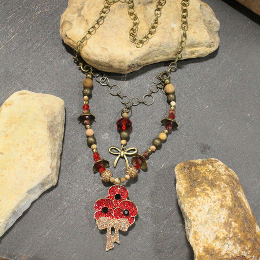 Remembering The Sacrifice Flower Layered Necklace