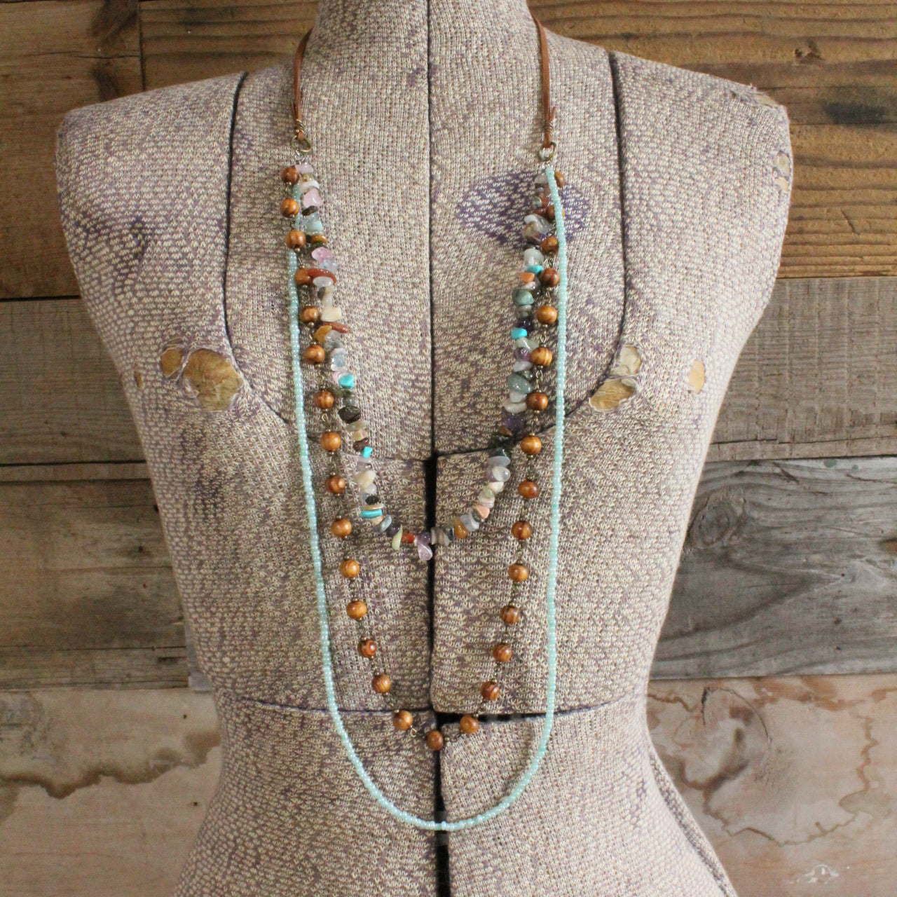 Serene & Peaceful Stone Nugget Tiered Necklace