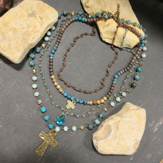 Lavished & Layered Jade Cross Necklace