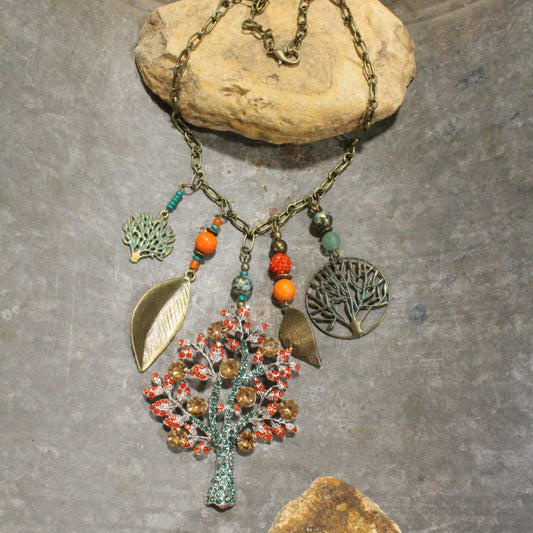 Shades Of Fall Tree Charm'd Necklace
