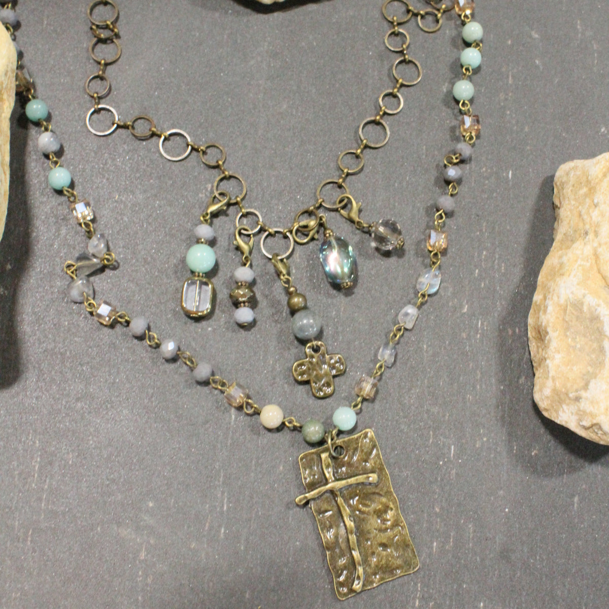 Loaded With Charms Cross Necklace