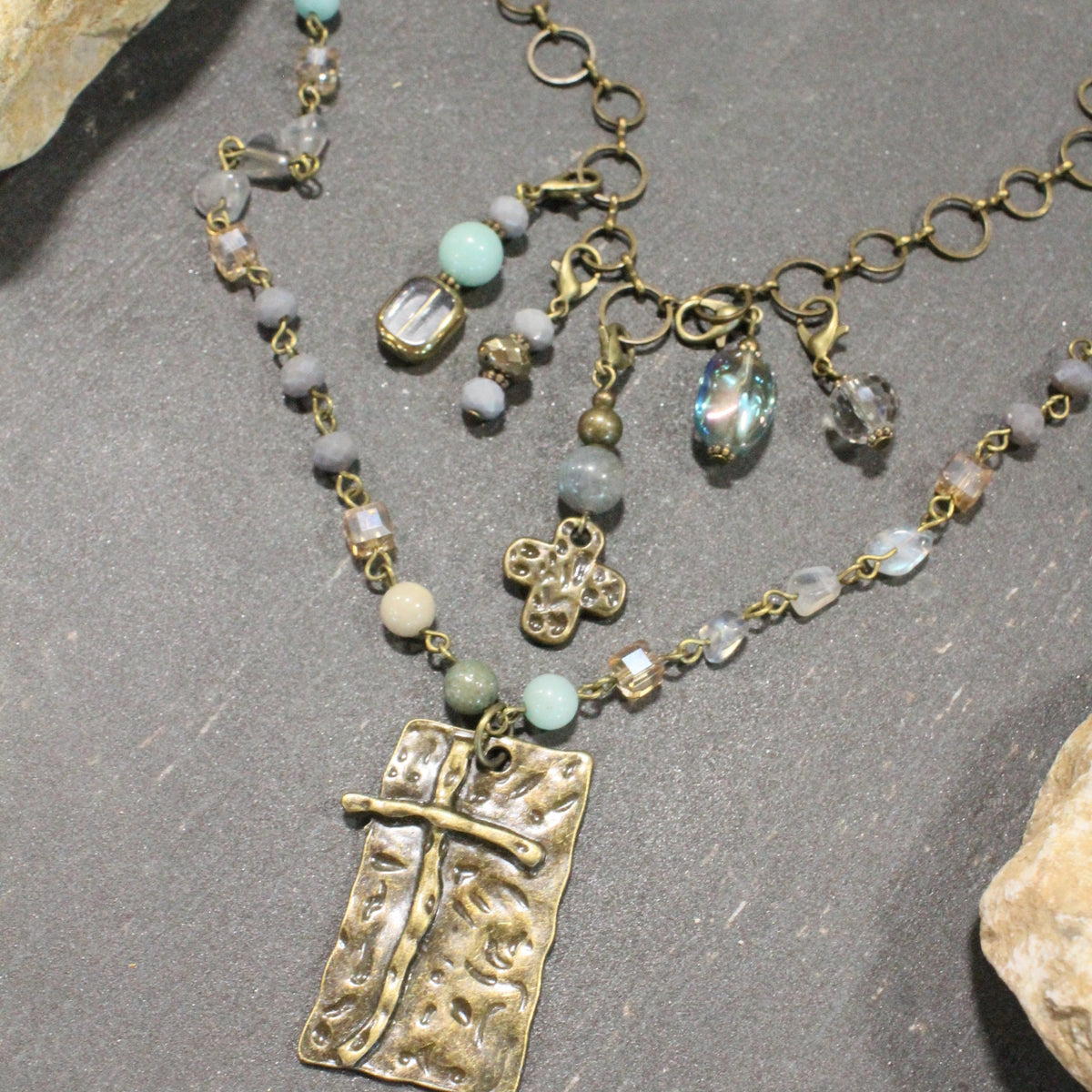 Loaded With Charms Cross Necklace
