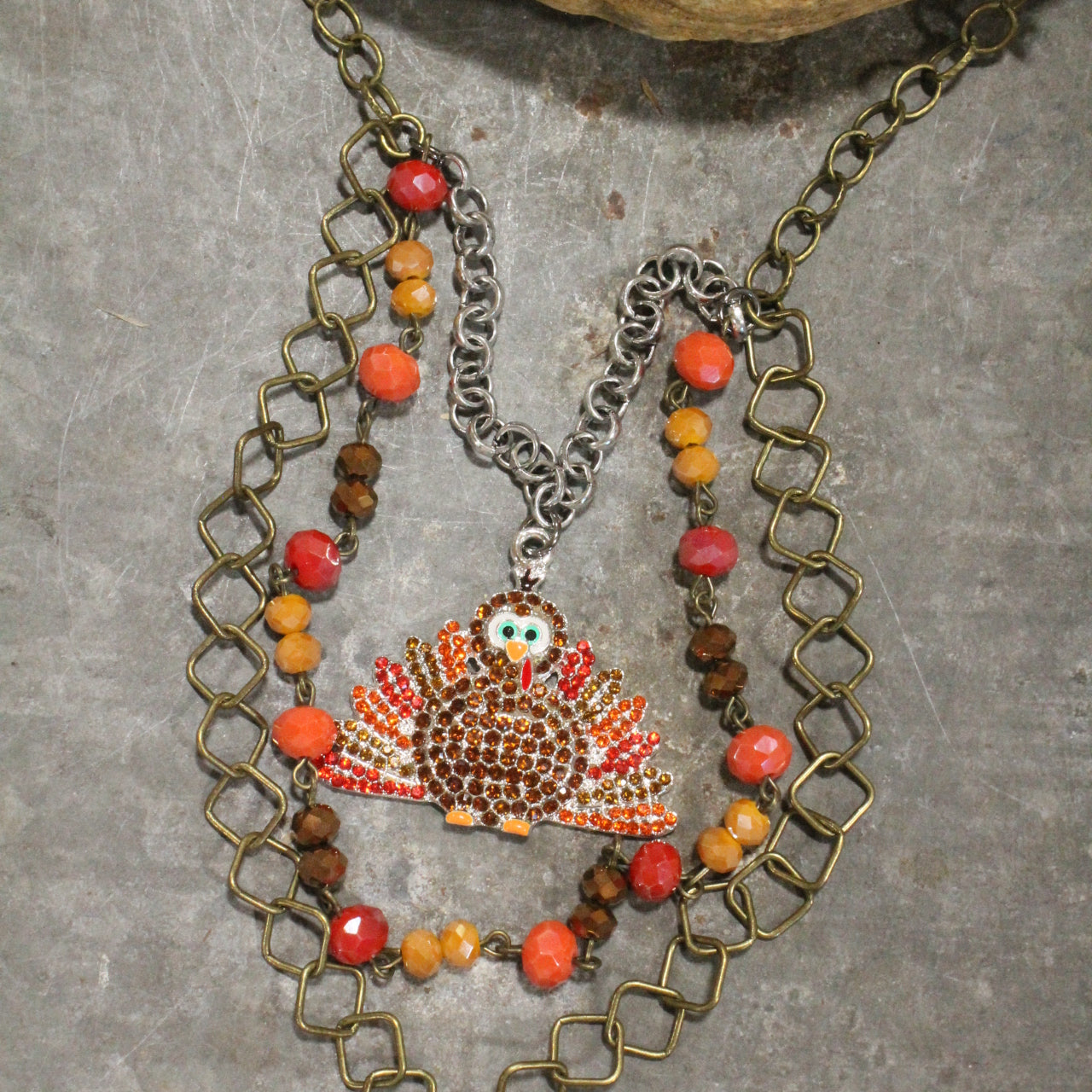 Gobbling Turkey Triple Layered Necklace