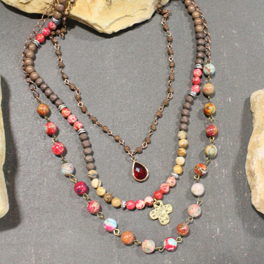 Lavished & Layered Raspberry Delight Cross Necklace