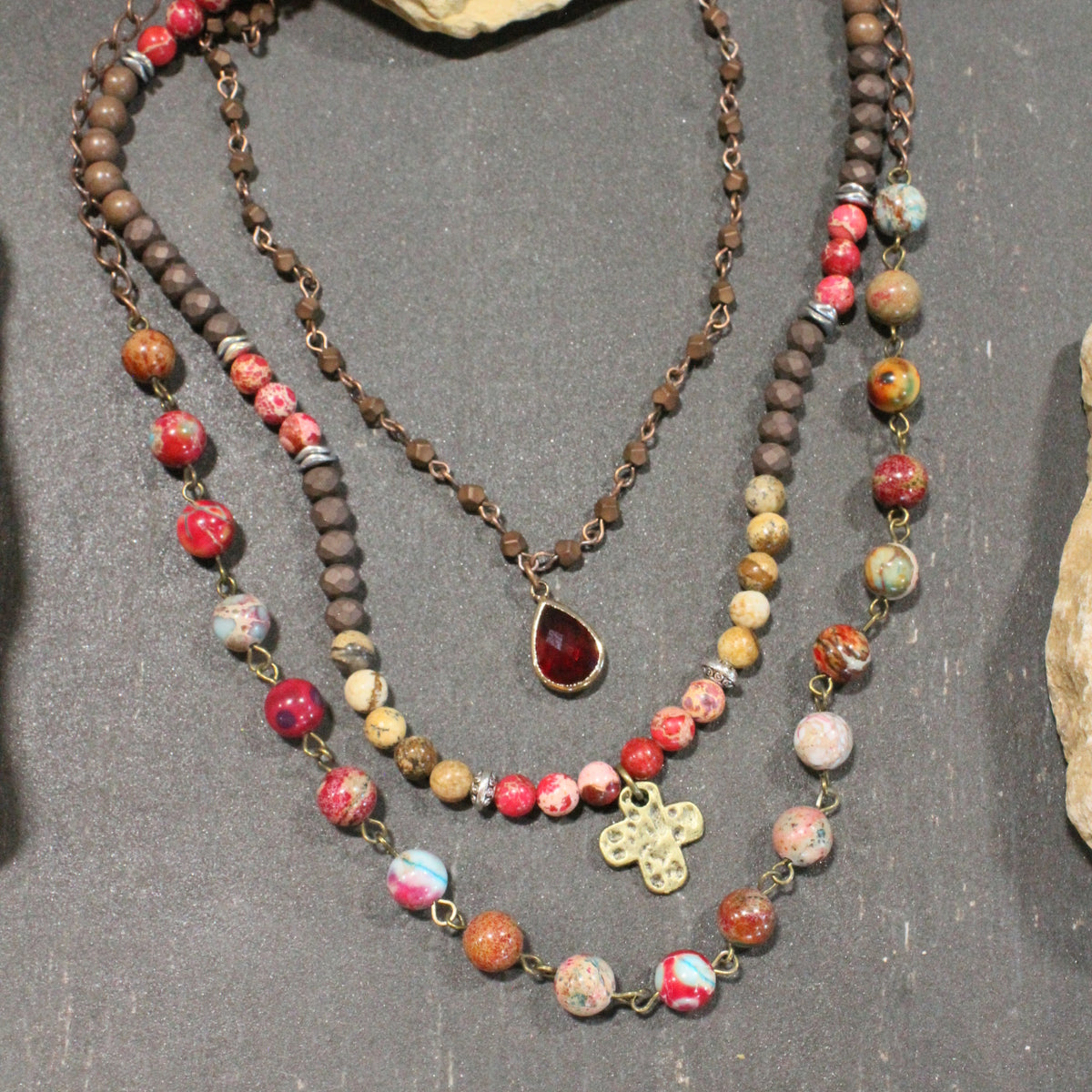 Lavished & Layered Raspberry Delight Cross Necklace