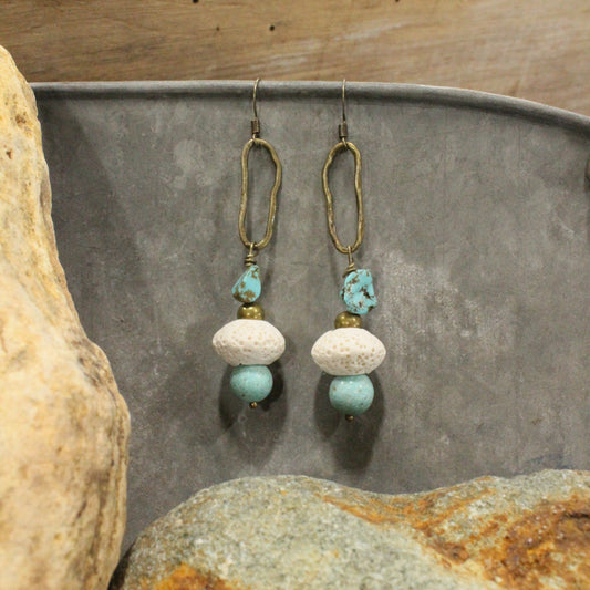 Turquoise & Stone Dangle Earrings